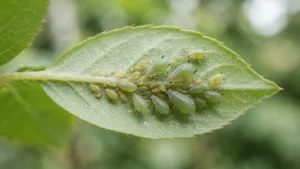 Pulgones detectados en el envés de una hoja