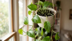 Potos en maceta colgante, planta resistente de interior